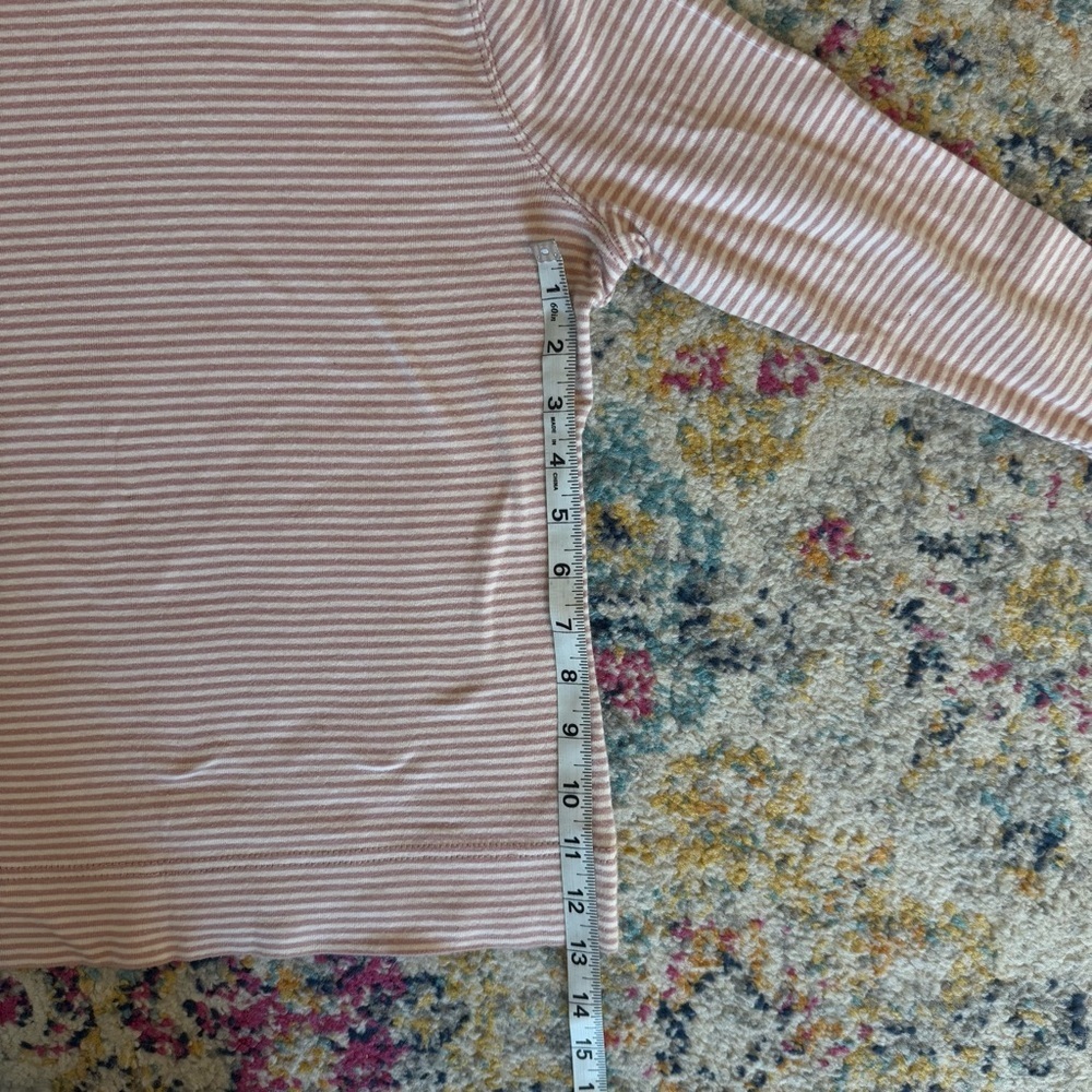 Lauren Ralph Lauren Women’s Pink &. White Striped Long Sleeve Size M 100% Cotton - Picture 9 of 10